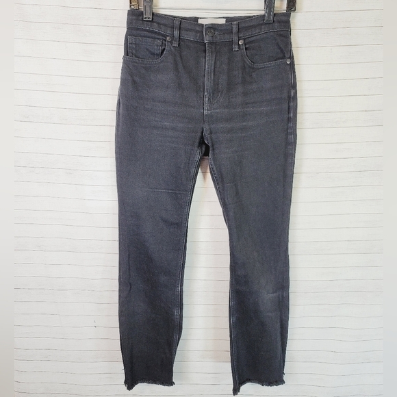 EVERLANE RAW HEM STRAIGHT JEANS IN FADED BLACK, SZ 26 - Picture 1 of 11